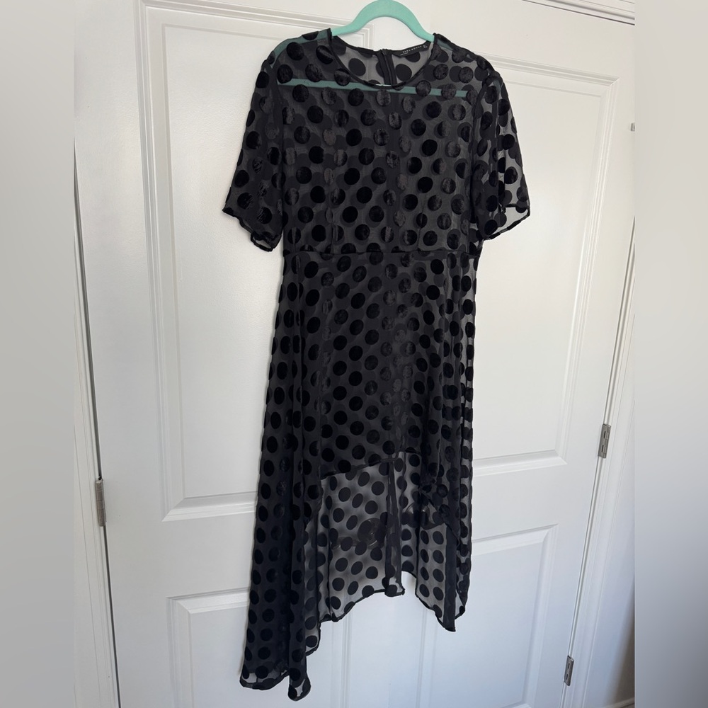 Zara Black High Low Polka Dot Dress